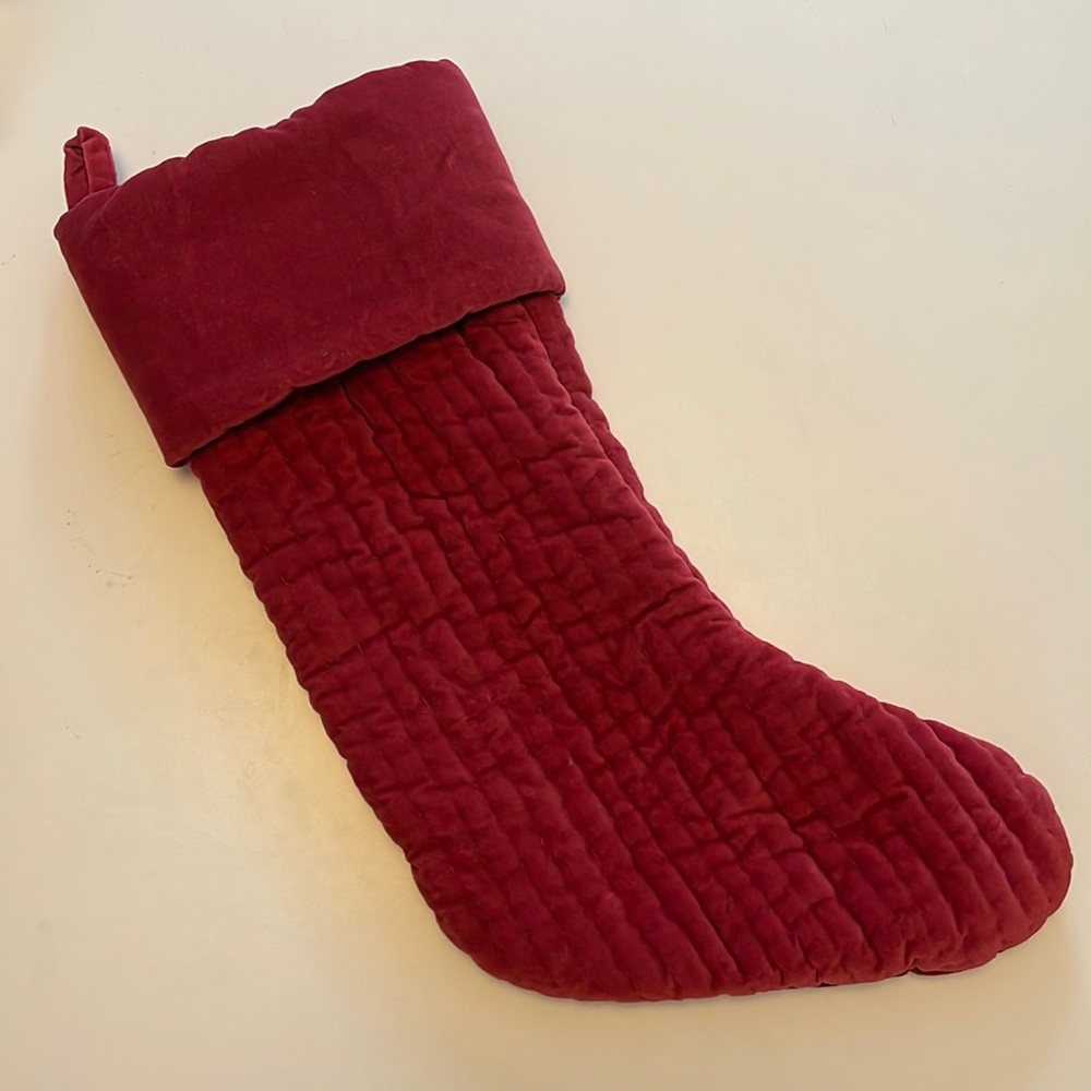 Pottery Barn Red Velvet Quilted Christmas Stocking